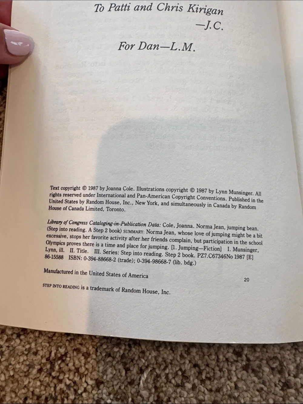Norma Jean, Jumping Bean Step into Reading Book by Joanna Cole - Picture 6 of 11